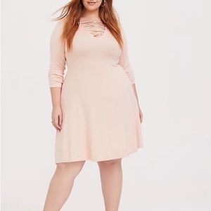 Torrid Pink Mini Sweater Cross Front Skater Dress